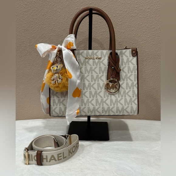 NWOT - Michael Kors Cream and Brown Satchel - Picture 1 of 7